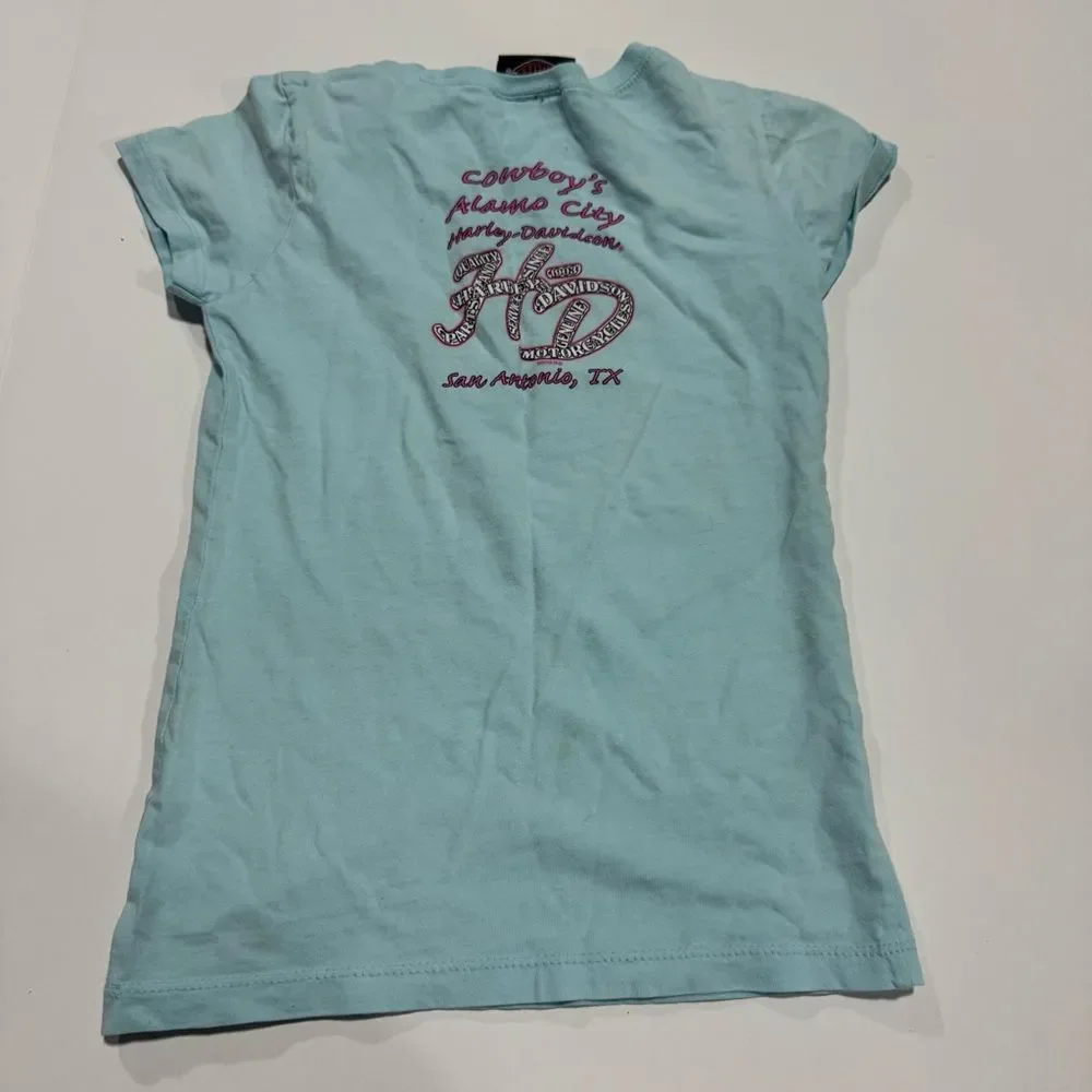 Harley Davidson Mint Blue Short Sleeve Graphic T-Shirt